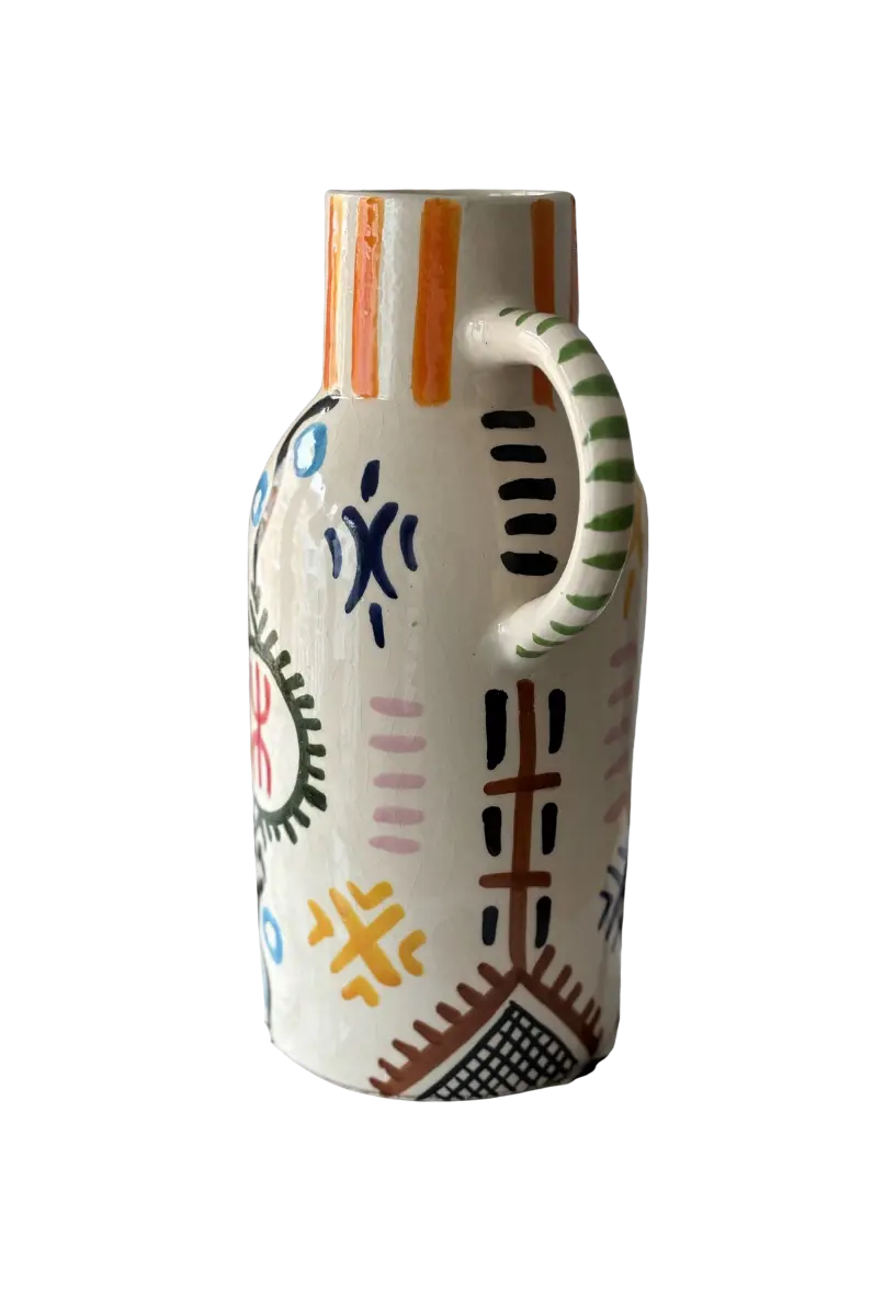 Berber Script Handmade Ceramic Vase Azilane