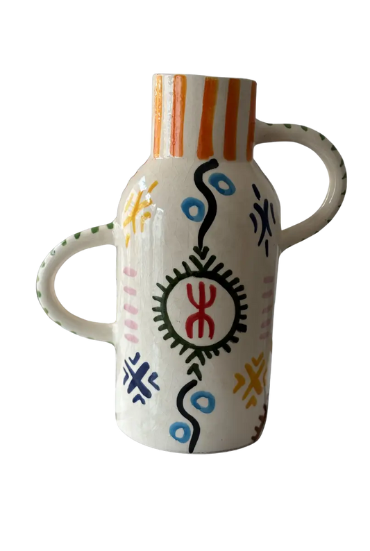 Berber Script Handmade Ceramic Vase Azilane