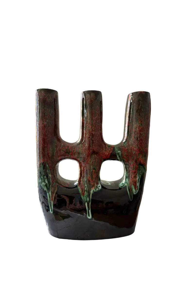 Glazed Moroccan Ceramic Vase Azilane