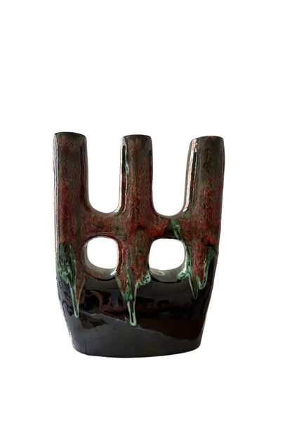 Glazed Moroccan Ceramic Vase Azilane