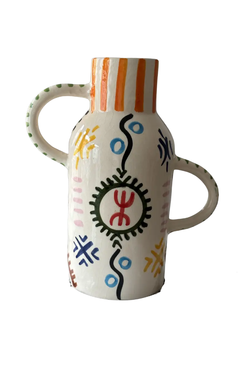 Berber Script Handmade Ceramic Vase Azilane